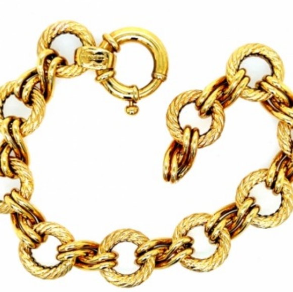 SOLD IN OUR STORE 14K Men's ITALIAN Fancy Solid Gold Double 8 Bracelet - Picture 2 of 3